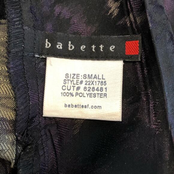Babette San Francisco gray taupe black metallic twisted front top size Small - Picture 9 of 14